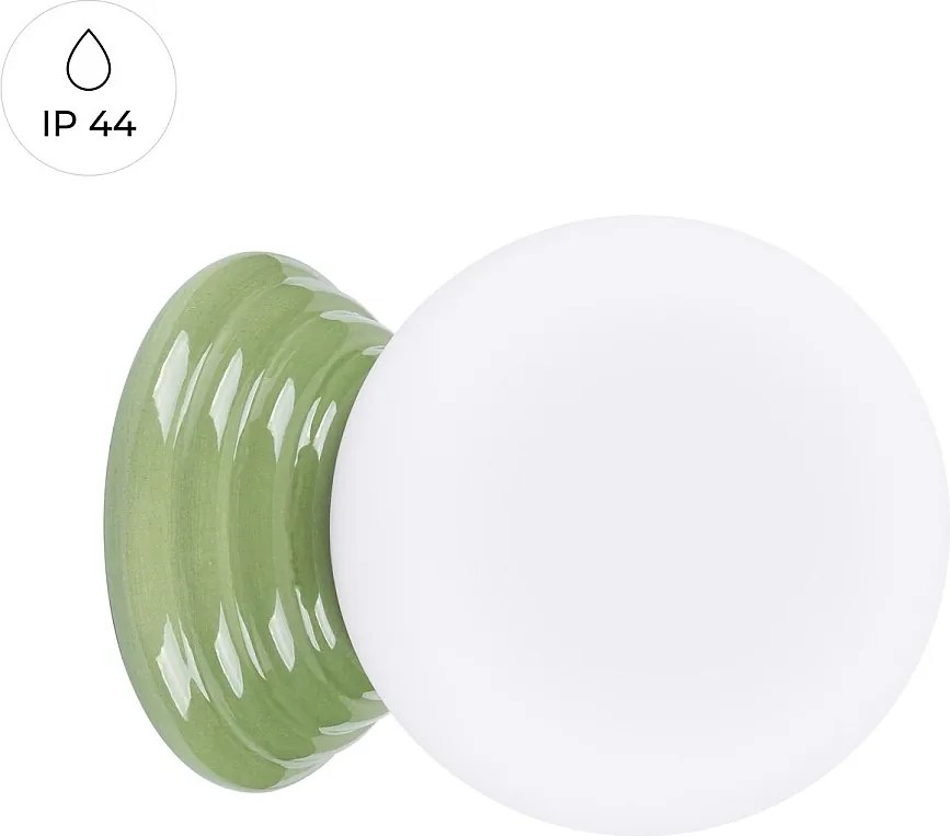 Lampa ścienna minimalistyczny Zori, ceramika szkliwiona/szkło - 1 źródło - L.12 x H.12 cm - zielony oliwkowy