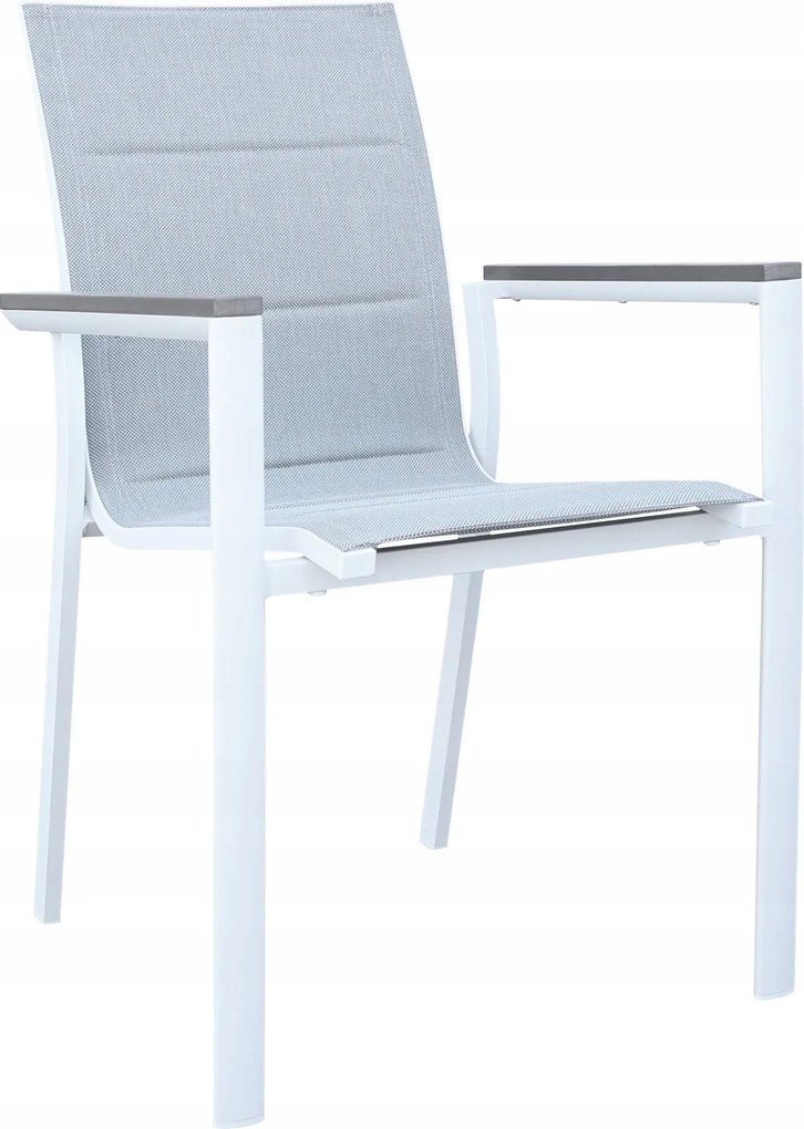 Krzesło ogrodowe aluminiowe białe 56x65x88 cm komfortowe wytrzymałe pianka
