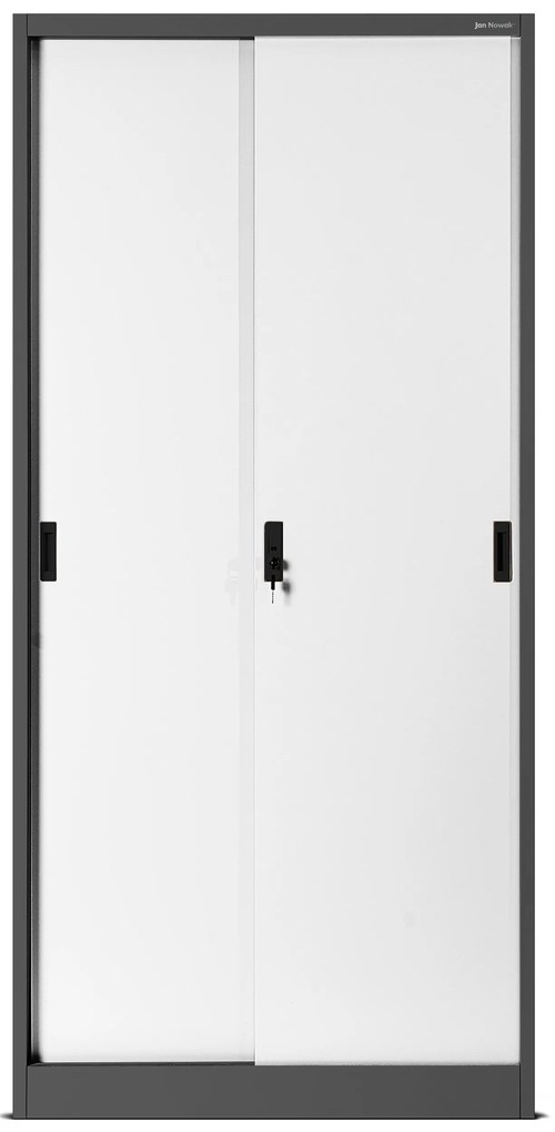 Szafa biurowa metalowa z drzwiami przesuwnymi antracytowo-biała, 900x1850x400 mm: KUBA