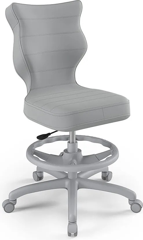Ergonomiczne krzesło biurkowe dla nastolatka Petit Grey rozmiar 5 (146-176,5 cm) z podnóżkiem