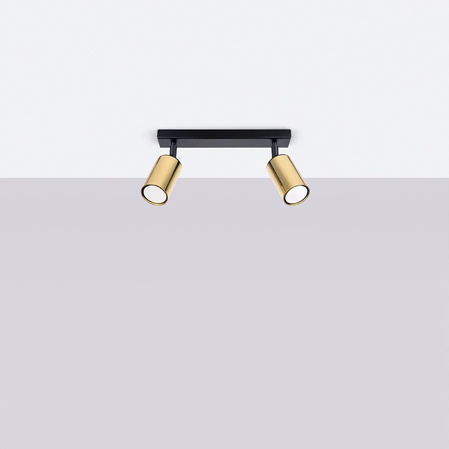 Plafony nowoczesny Glois, stal - 2 źródło światła 4000K - L.30 x H.18.5 cm - czarny/złoty