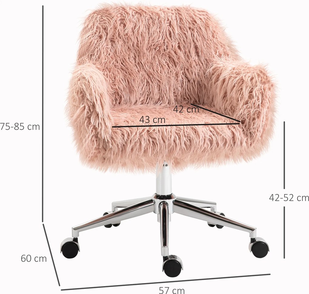 Vinsetto Różowy fotel biurowy obrotowy z regulacją wysokości siedziska stylowy i komfortowy | Aosom PL