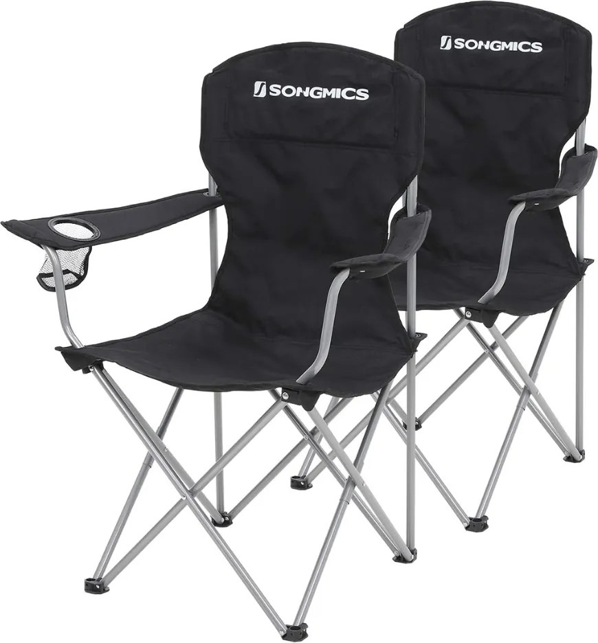 Krzesła kempingowe NOMAD, zestaw 2 szt., czarny SongmicsHome