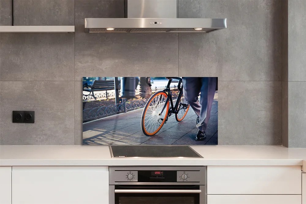 Panel szklany do Kuchni Nogi Rowerzysty w Mieście