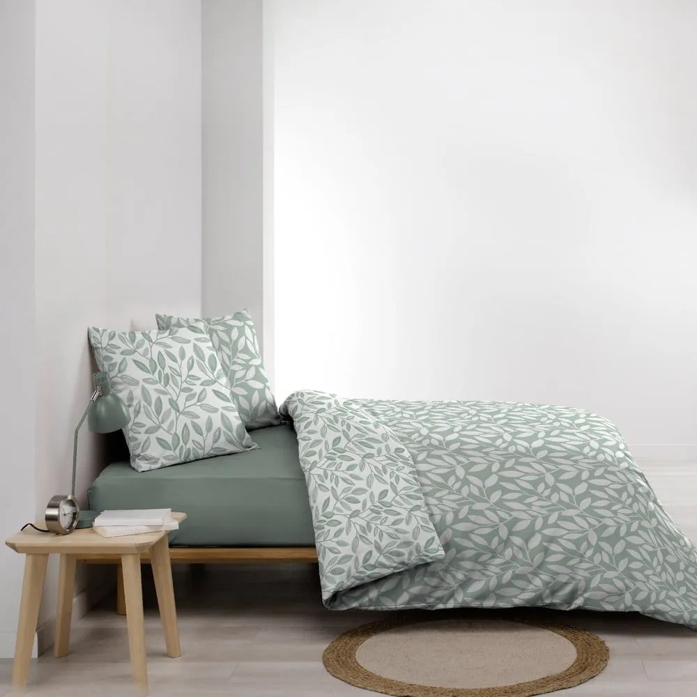 Biało-zielona pościel dwuosobowa z mikrowłókna 240x220 cm Sequoia – douceur d'intérieur
