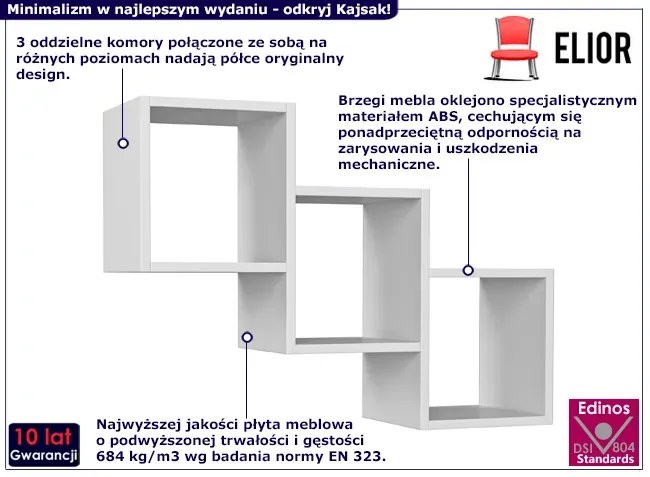 Biała Trzykomorowa Półka Ścienna K5-P64
