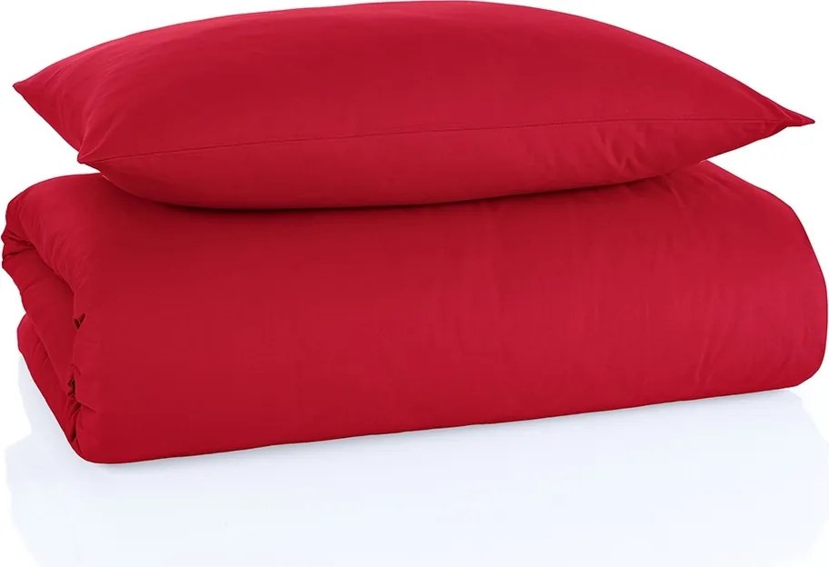 Pościel bawełniana Color czerwony 140 x 200 cm, 70 x 90 cm