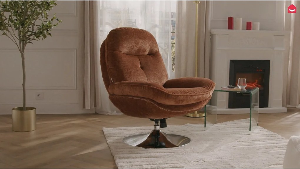 Fotel obrotowy z weluru, czerwony  ILMACA