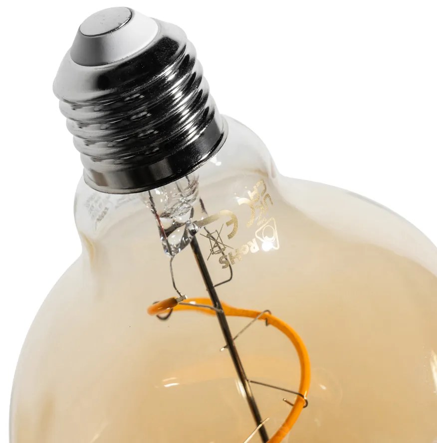 Zestaw 5 ściemnialnych żarówek LED E27 z spiralnym żarnikiem G95 Gold 4W 270 lm 2100K