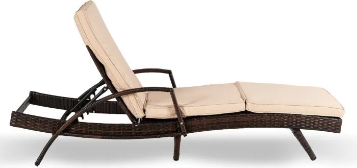 Fotel Ogrodowy Leżak FELIZ Technorattan Brązowy/Beżowy
