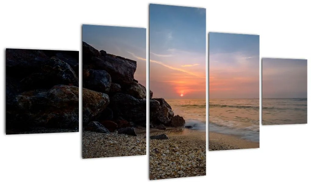 Obraz zachodu słońca na plaży (125x70 cm)