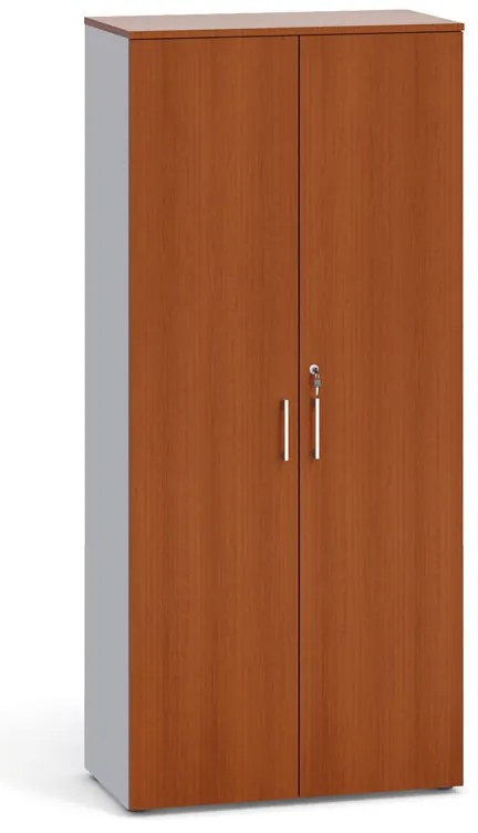 Szafa biurowa z drzwiami PRIMO 2023, 800 x 420 x 1781 mm, szary / czereśnia