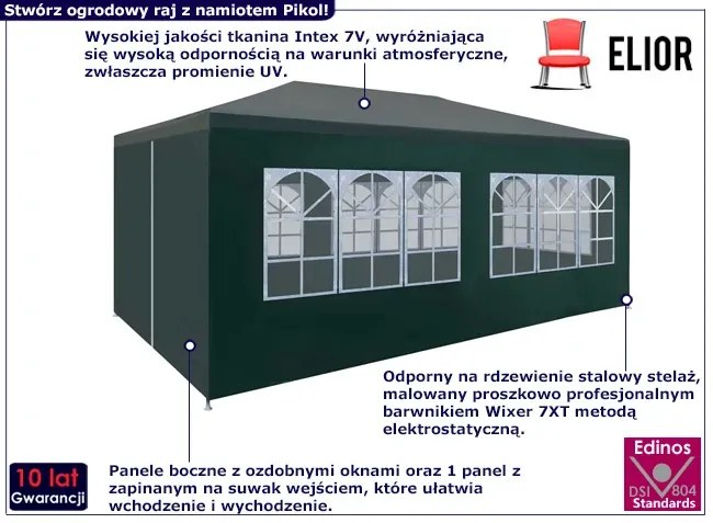 Zielony namiot plenerowy z oknami Kermis