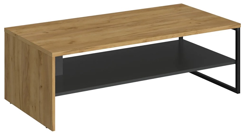 Ława z Półką do Salonu LUXE 120 cm Dąb craft złoty/Antracyt Loft