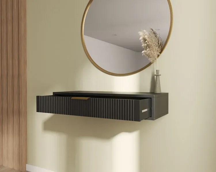 Czarna toaletka wisząca z ryflowaną szufladą C9-G83