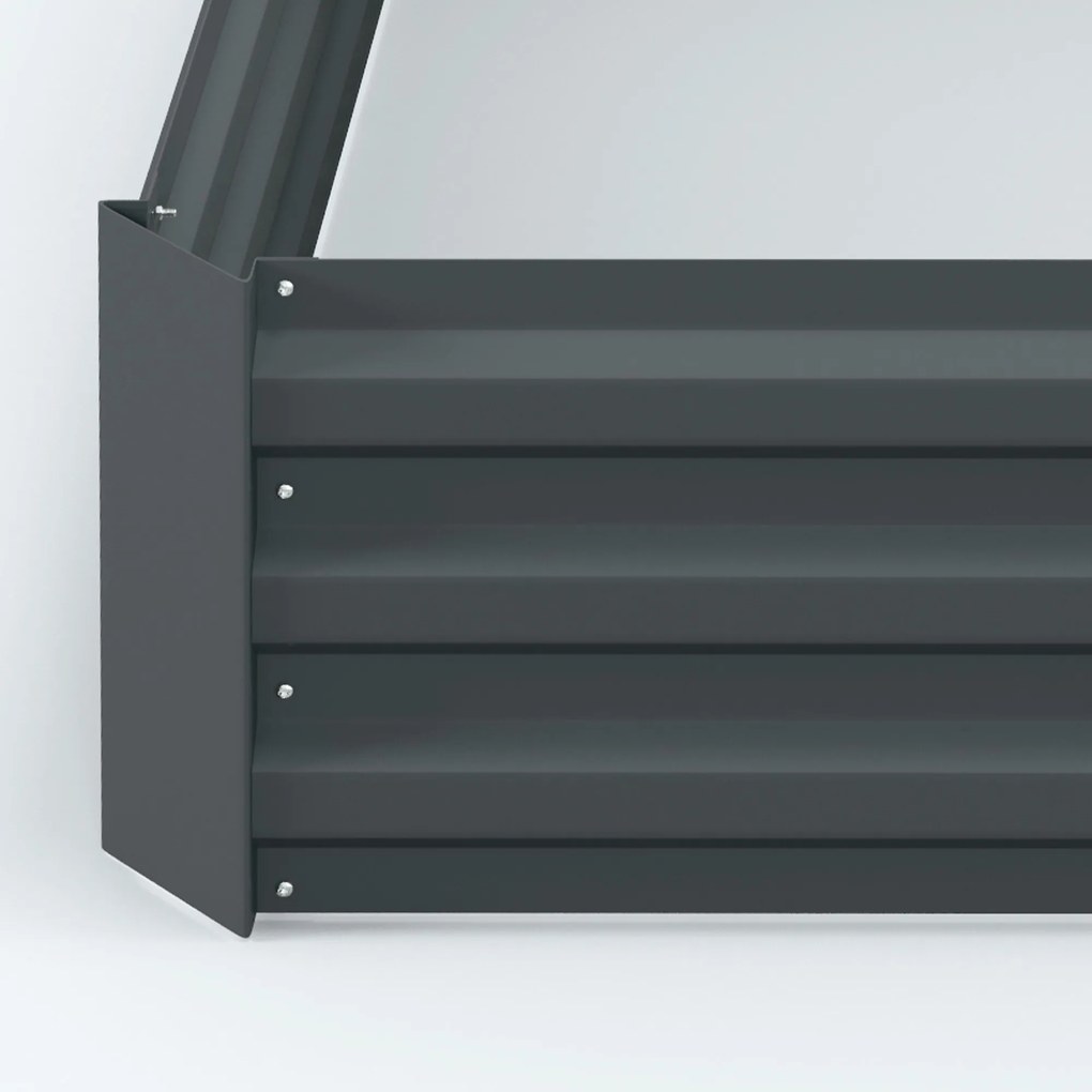 Outsunny Zestaw 2 Skrzynek Ogrodowych, Skrzynki na Kwiaty, Donice Ogrodowe, Stal Galwanizowana, 100 x 100 x 30 cm, Ciemnoszary