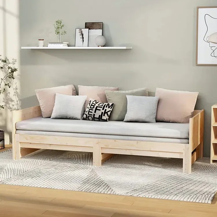 Łóżko rozsuwane z naturalnego drewna 2x(80x200) cm - Eluwin 3X