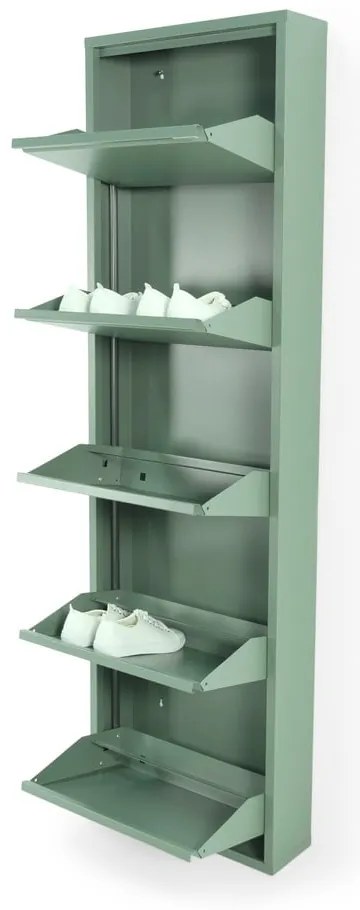 Szarozielona metalowa uchylna szafka na buty 50x169x15 cm Billy – Spinder Design