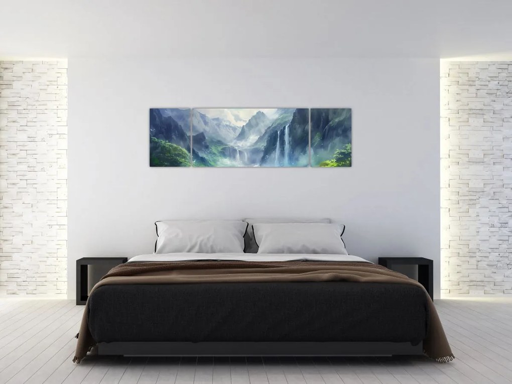 Obraz - Dolina wodospadów (170x50 cm)