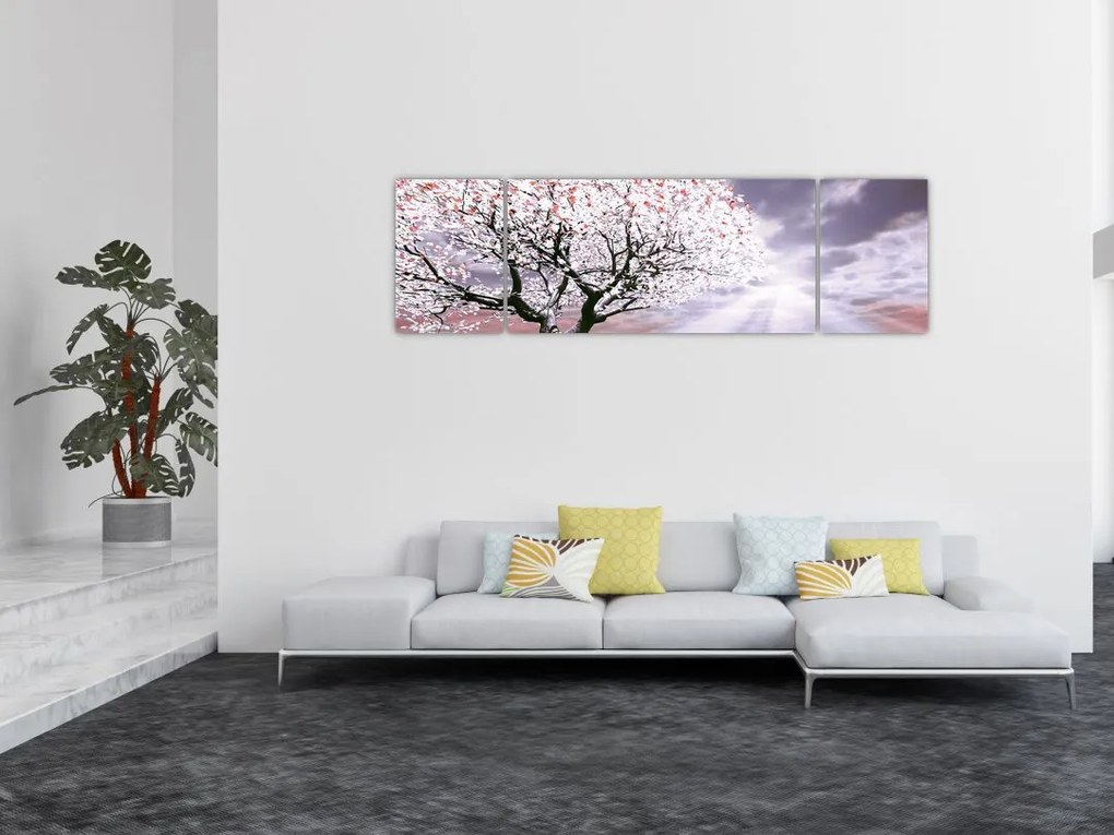 Czerwony obraz drzewa (170x50 cm)