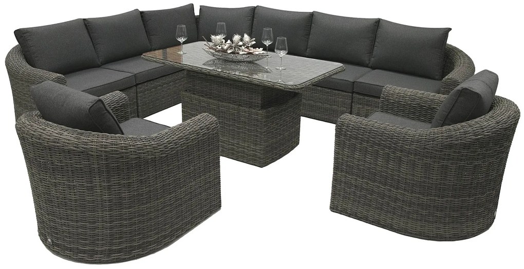 Rattanowy zestaw modułowy BORNEO LUXURY dla 8 osób (szary)