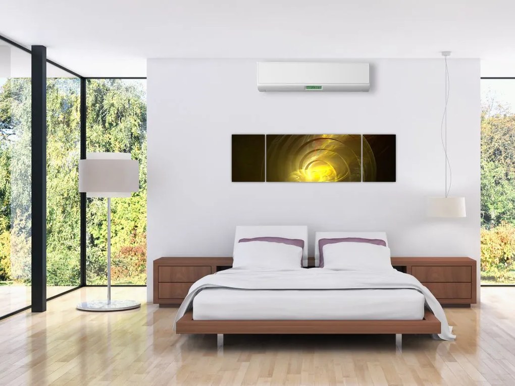 Obraz żółtej abstrakcyjnej spirali (170x50 cm)
