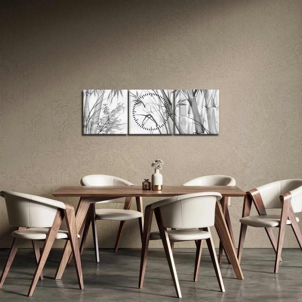 Obraz - Las bambusowy (z zegarem) (90x30 cm)