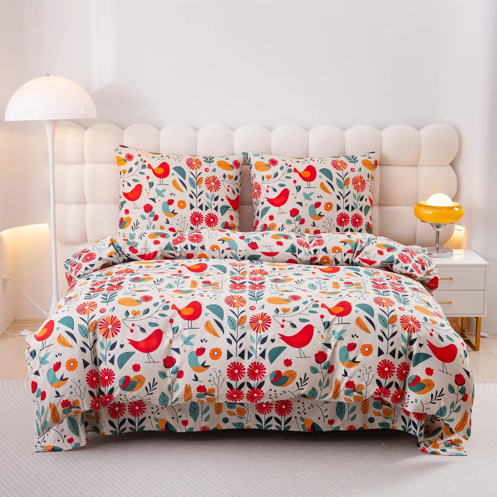 PrzytulneMieszkanie.pl PrzytulneMieszkanie.pl Pościel z mikrowłókna RETRO BIRD kolorowe Rozmiar pościeli: 70 x 90 cm | 140 x 220 cm