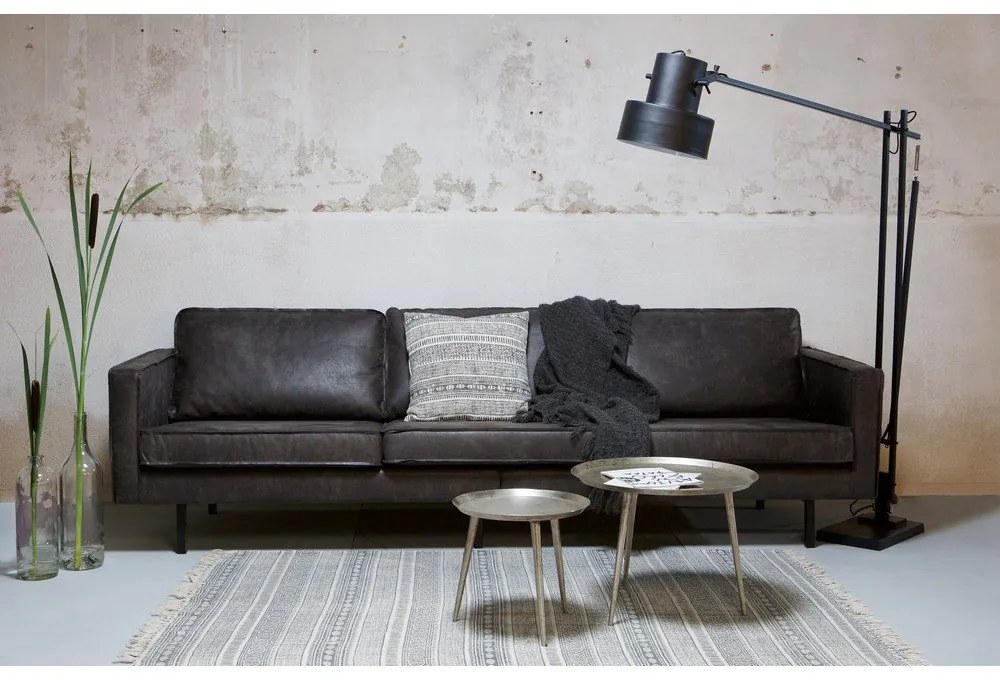 Czarna sofa z imitacji skóry 277 cm Rodeo – WOOOD