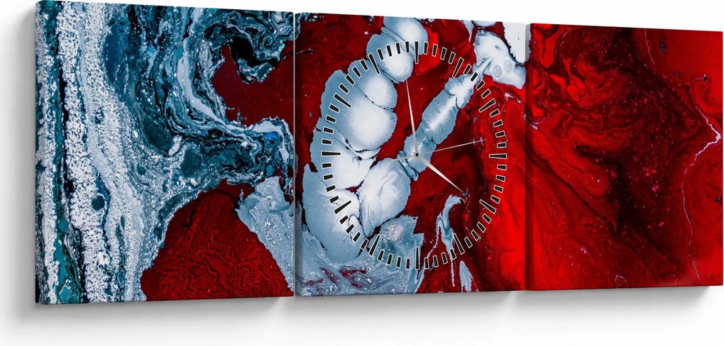 Obraz abstrakcyjnych plam (z zegarem) (90x30 cm)