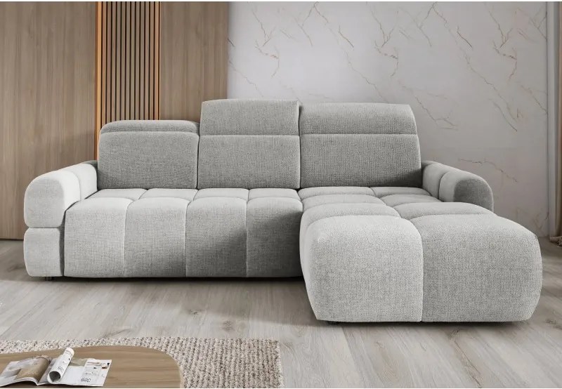 Narożnik MATEO S Wolnostojący Prawostronny Tkanina Memphis 16 kolor Złamana biel WERSAL