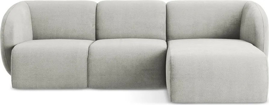 Jasnoszary narożnik z tkaniny szenilowej (prawostronny/z szezlongiem) Lani – Makamii