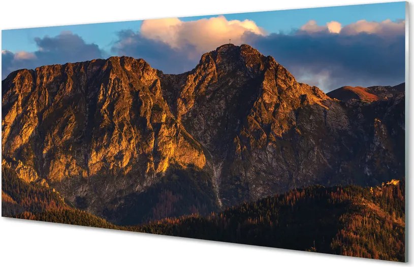 Szklany Panel Ognisty Zachód Słońca w Górach