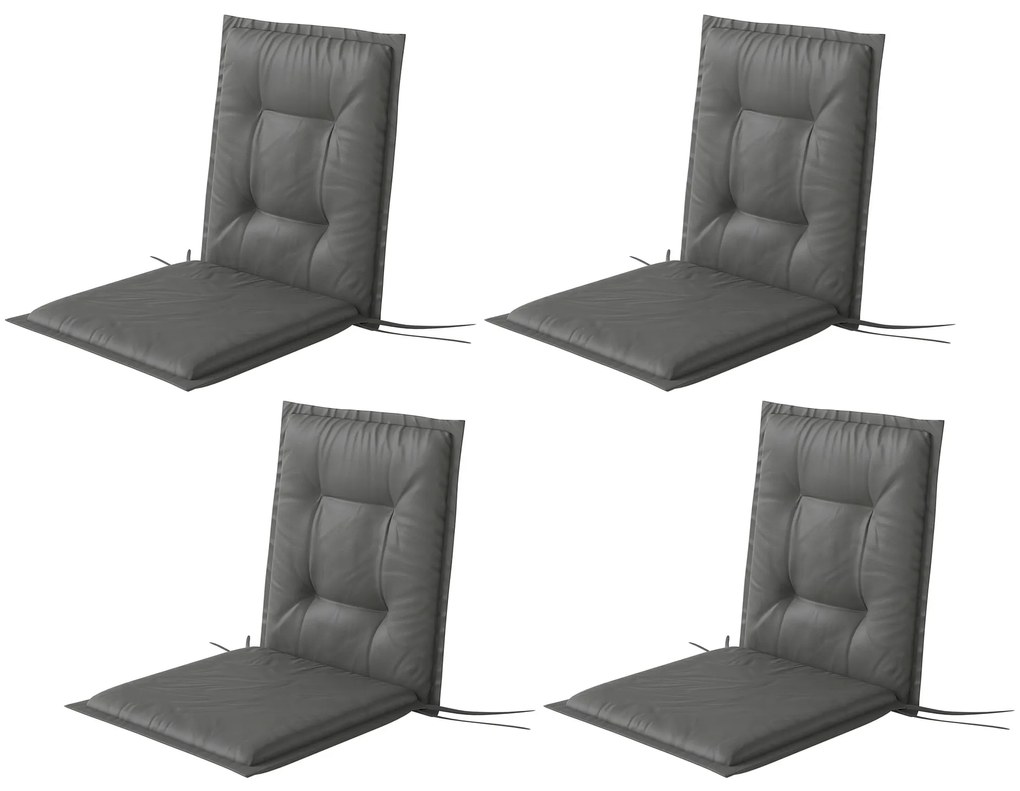 Outsunny Zestaw 4 Poduszek na Siedzenia 108 x 50 x 5 cm z Paskami, Do Użytku Wewnątrz i Na Zewnątrz, Jasnoszary