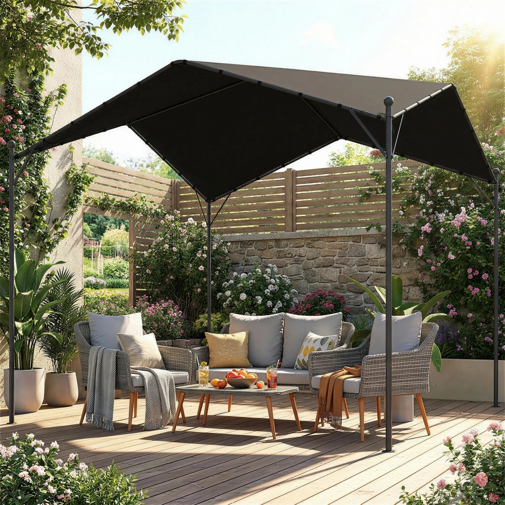 Outsunny Pergola Altana 3x3m Wodoodporna Stabilna Zimoodporna Ochrona Przed Słońcem ze Skośnym Dachem Wzmocnienia Trójkątne | Aosom PL