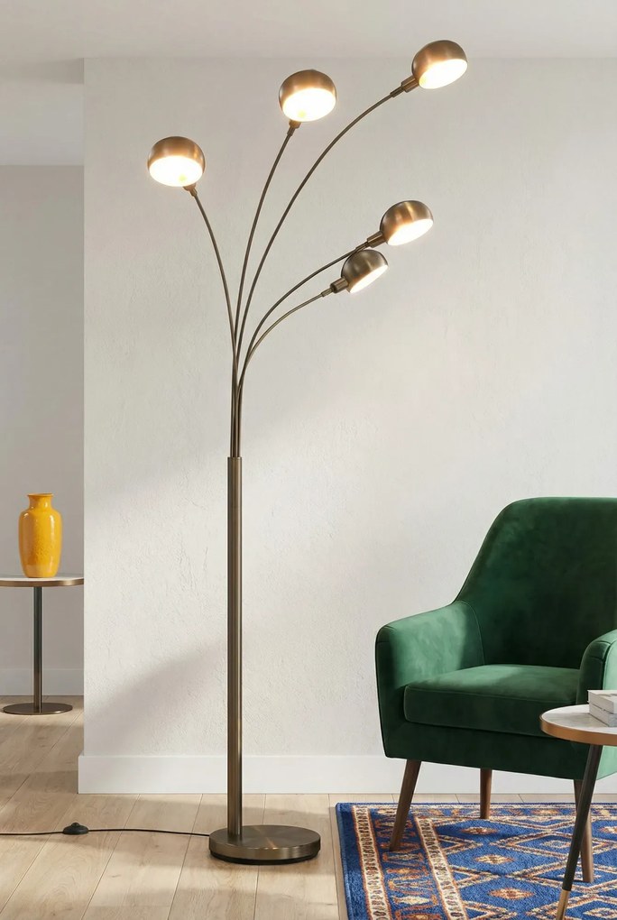 Srebrna lampa podłogowa z regulacją wysokości - 6X EX184 L5-C44