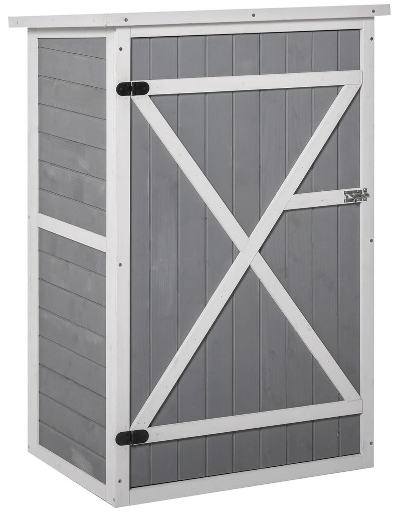 Outsunny Funkcjonalna Szopa Ogrodowa na Narzędzia - Półki, Czarno-Szaro-Biała, 75x56x115cm