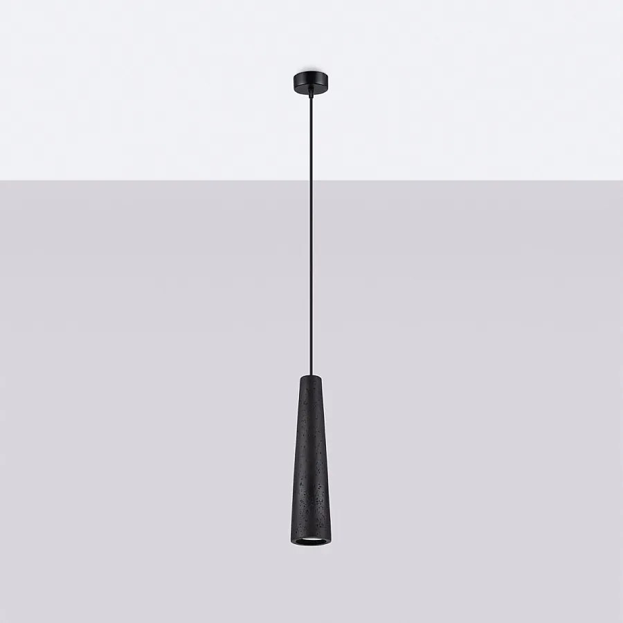 Lampy wiszące loft Zyntria, beton - 1 źródło światła 4000K - L.8 x H.125 cm - czarny