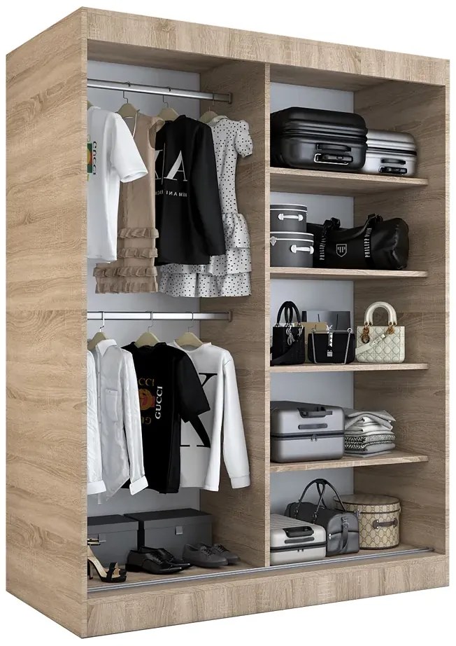 Szafa przesuwna 150 cm antracyt + biały A1-M53