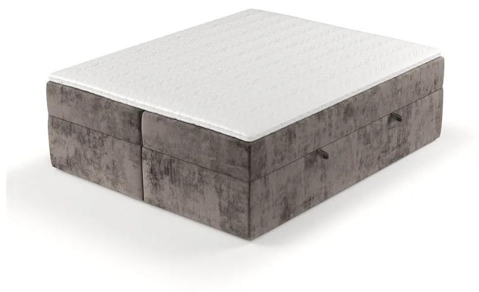 Brązowe łóżko boxspring ze schowkiem 140x200 cm Yoko – Maison de Rêve