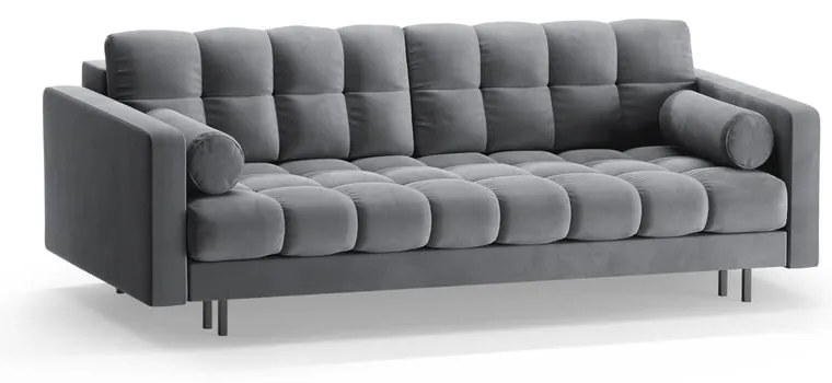 Jasnoszara aksamitna rozkładana sofa ze schowkiem 222 cm Bali – Cosmopolitan Design