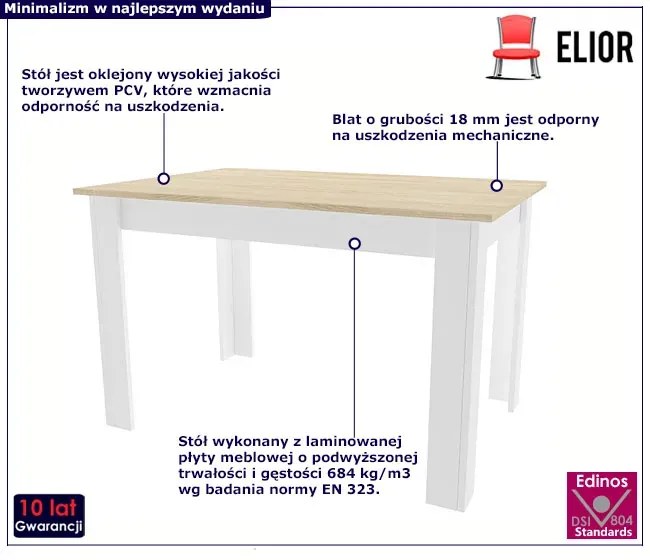 Nowoczesny stół dąb sonoma + biały R2-R35
