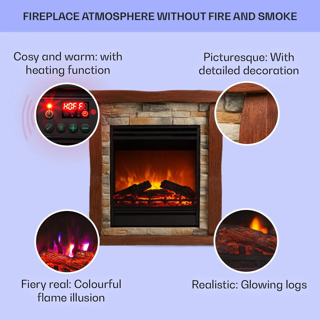 Klarstein Beerenberg 1800W 60cm Kominek Elektryczny Dekoracyjny Jasnobrązowy