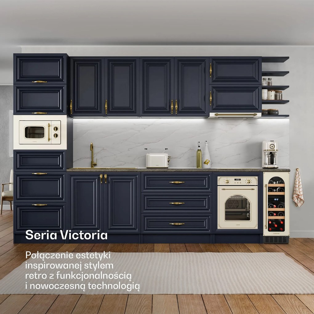 Klarstein Vinovilla Victoria 57cm 17Butelek Winiarka Podblatowa Dwustrefowa Krem