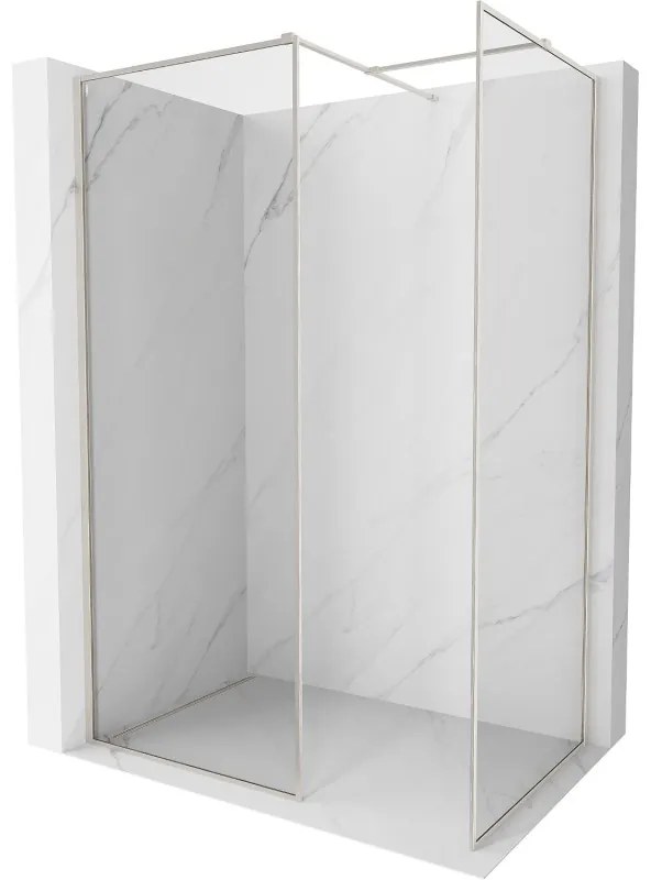 Mexen Kioto-XF ścianka prysznicowa Walk-in z ramką 90 x 90 cm, transparent 10 mm, nikiel szczotkowany - 800-090-202-04-97-090-XF