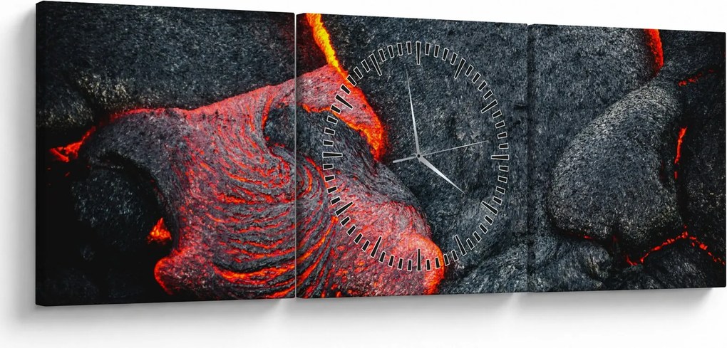Obraz - Lawa (z zegarem) (90x30 cm)