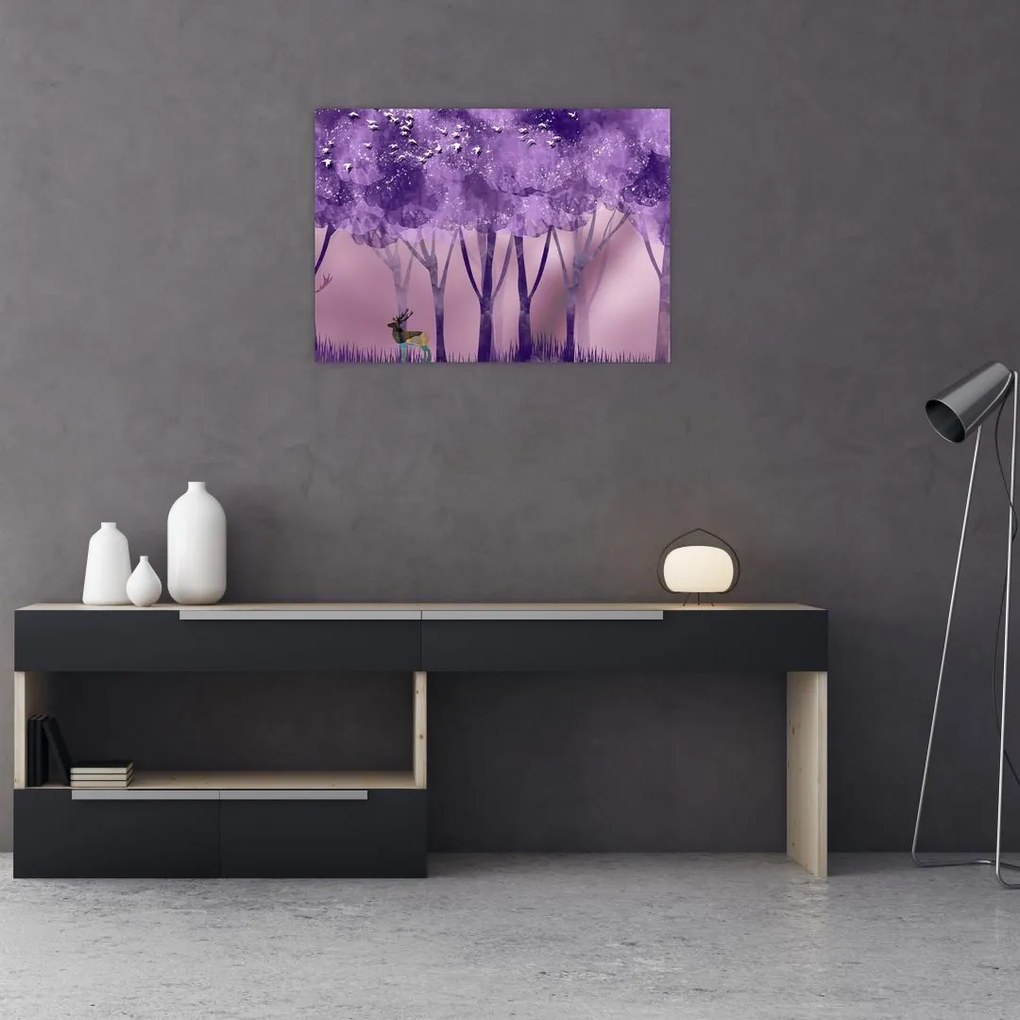 Obraz - Jeleń w magicznym lesie (70x50 cm)
