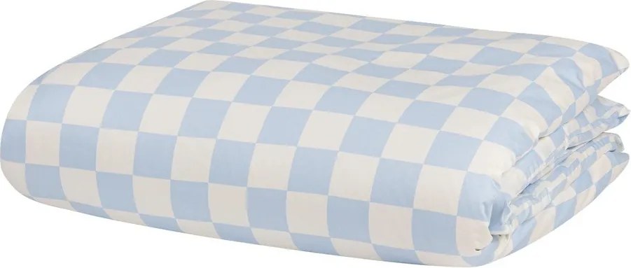 Jasnoniebiesko-kremowa poszwa na kołdrę jednoosobowa z satyny bawełnianej 140x200 cm Plu – noo.ma