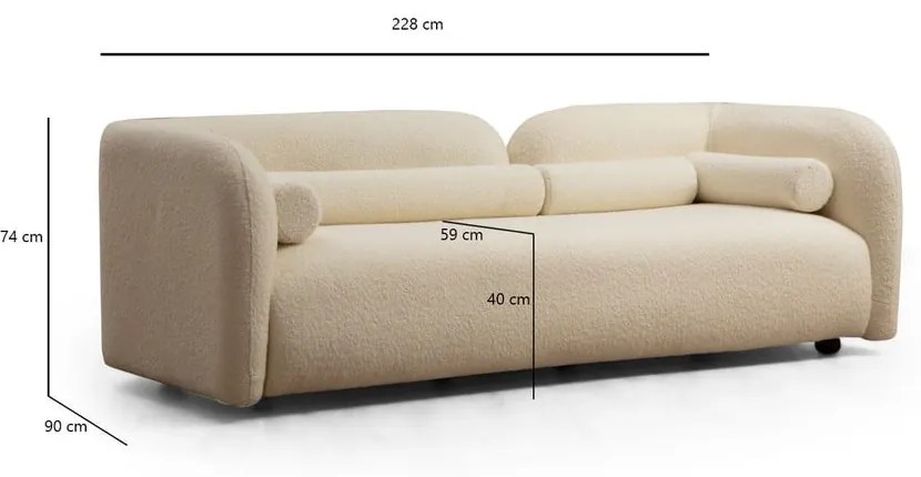 Kremowa sofa 228 cm Victoria – Artie