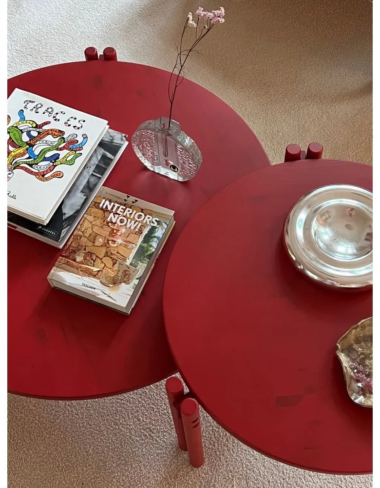 Zielony okrągły stolik z litego drewna sosnowego ø 60 cm Sticks – Karup Design